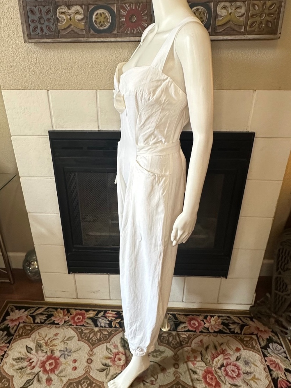 KAREN ALEXANDER Vtg WHITE JUMPSUIT parachute pant ROMPER pockets 10 style W4169 - Picture 5 of 15